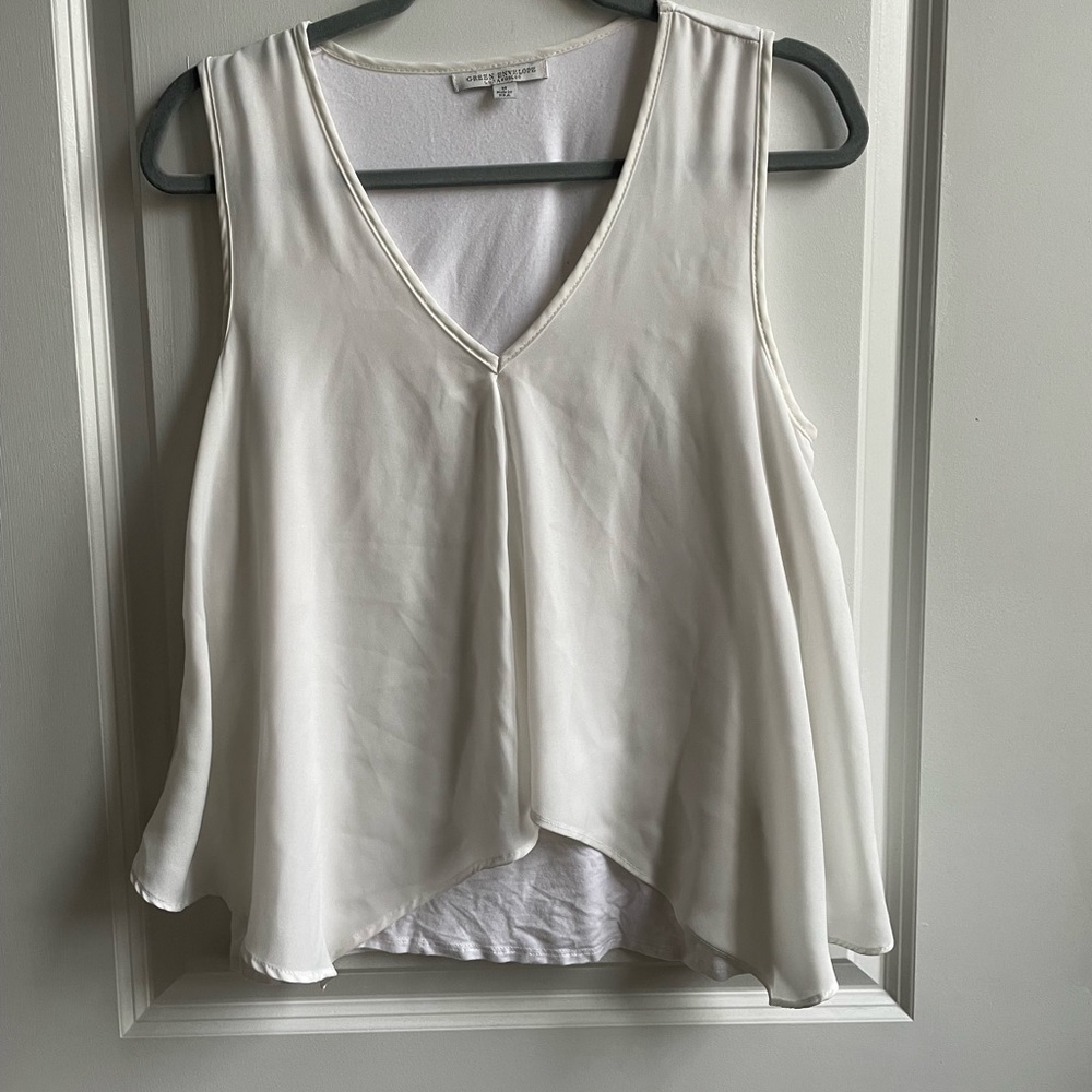 Green Envelope White Blouse